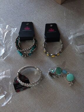 Paparazzi Turquoise and Silver Bracelet Set - Women Jewelry